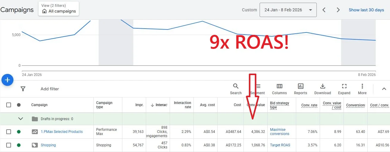 Early PMax results after 2 weeks